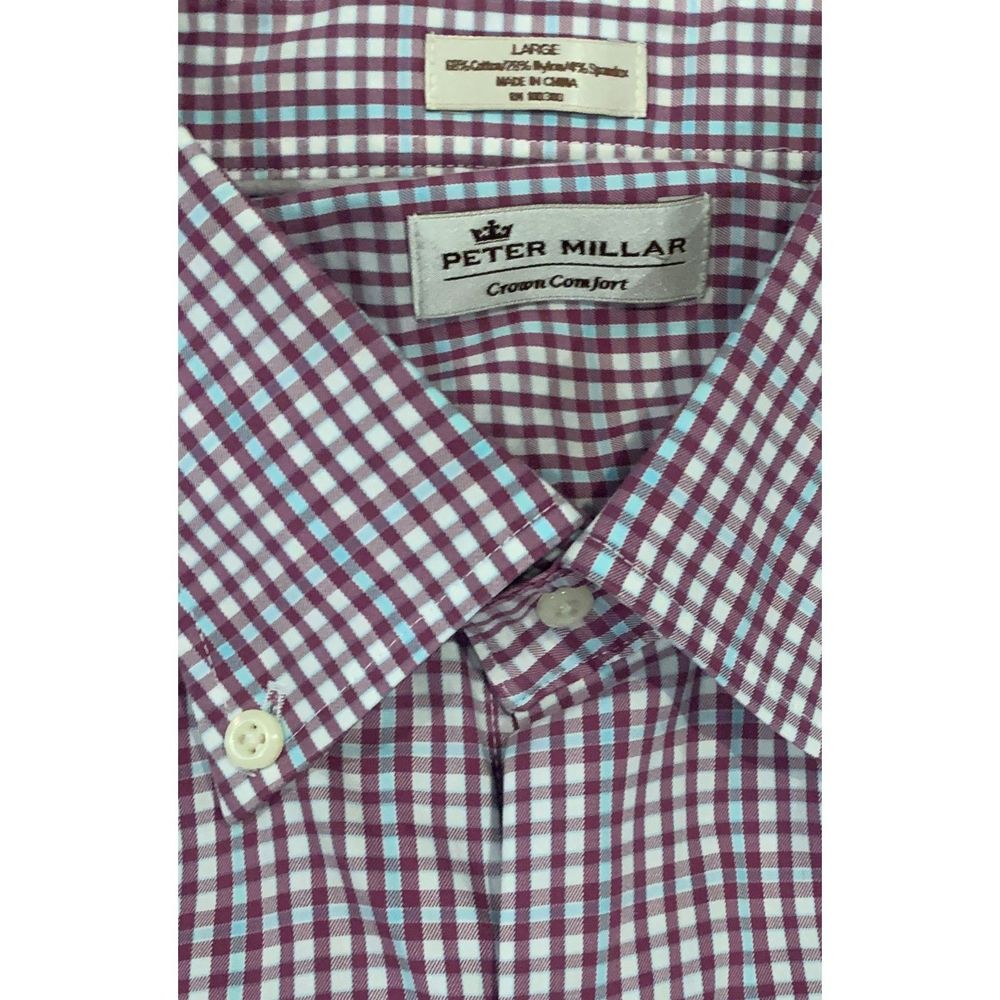 Peter Millar crown comfort button down long sleeve shirt men's plaid size large - Picture 3 of 3